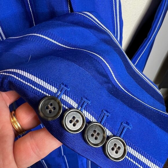 J.Crew Collection Alfie Blazer Striped Jacquard Blue Size 6 BP794 - Picture 10 of 13